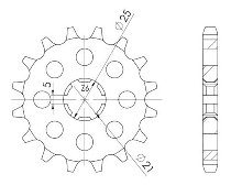 Supersprox Pinion 530 - 15Z - rough toothed 21,0/25,0