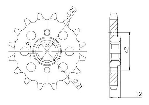 Supersprox Pinion 530 - 15Z - rough toothed 21,4/25,0