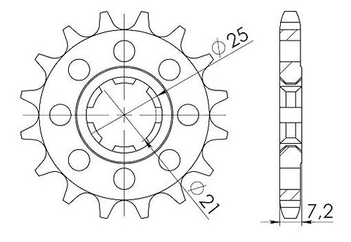 Supersprox Pinion 428 - 13Z - rough toothed 21,0/25,0