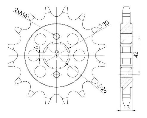 Supersprox Ritzel 630 - 16Z - grobverzahnt 26,0/30,0