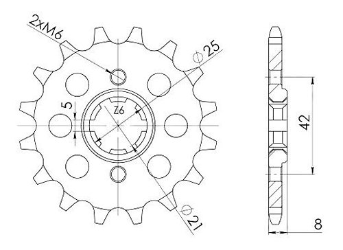 Supersprox Pinion 520 - 14Z - rough toothed 21,4/25,0