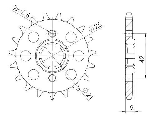 Supersprox Pinion 428 - 18Z - rough toothed 21,0/25,0