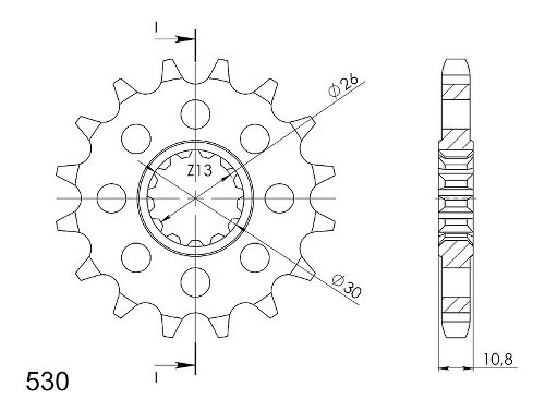 Supersprox quieto pignone 530 - 16Z - quieto, gommato