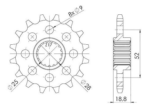 Supersprox Pinion 525 - 15Z - fine toothed 25,0/28,0