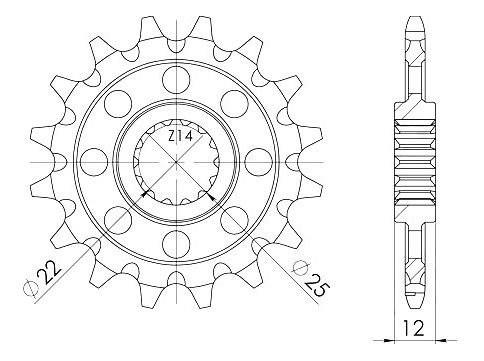 Supersprox Pinion 520 - 12Z - fine toothed 22,0/25,0