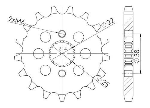 Supersprox piñón 530 - 14Z - de dientes finos 22,0/25,0