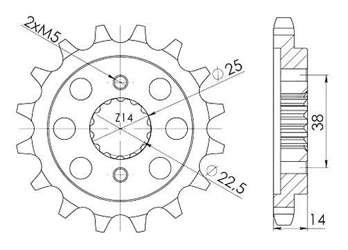 Supersprox Ritzel 530 - 14Z - feinverzahnt 22,0/25,0