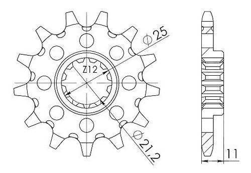 Supersprox Pinion 520 - 12Z - fine toothed 21,0/25,0