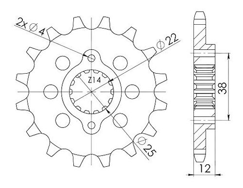 Supersprox Pinion 525 - 15Z - fine toothed 22,0/25,0