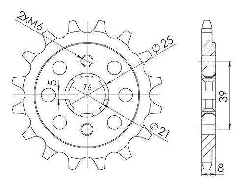 Supersprox Pinion 520 - 14Z - rough toothed 21,4/25,0