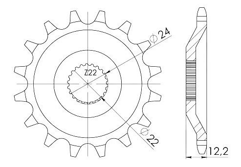 Supersprox Pinion 520 - 15Z - fine toothed 22,0/24,0