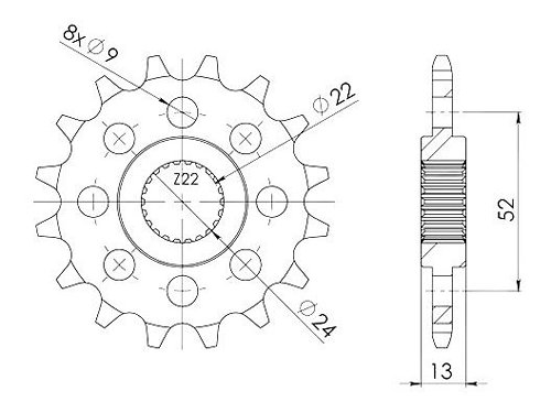 Supersprox Pinion 520 - 16Z - fine toothed 22,0/24,0