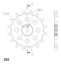 Supersprox Pinion 525 - 16Z - fine toothed 22,5/25,1