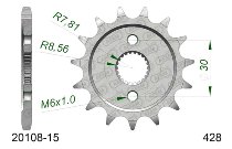 Supersprox pignone 428 - 15Z - a denti stretti 15,5/17,0