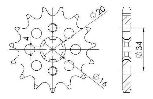 Supersprox Pinion 428 - 13Z - rough toothed 16,0/20,0