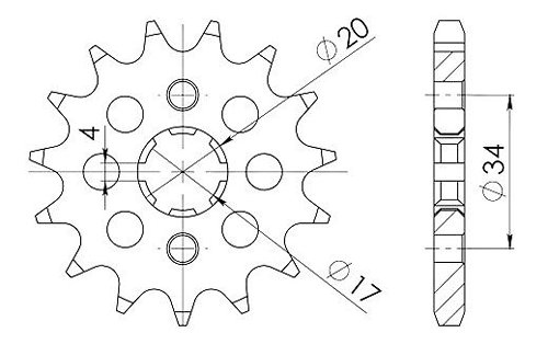 Supersprox Pinion 428 - 14Z - rough toothed 17,0/20,0