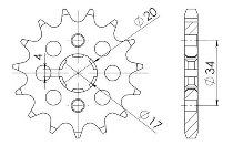 Supersprox Pinion 428 - 14Z - rough toothed 17,0/20,0