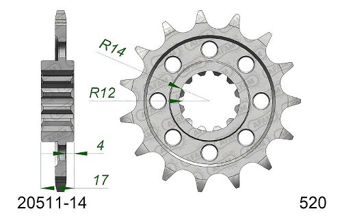 Supersprox Pinion 520 - 14Z - fine toothed 24,0/?