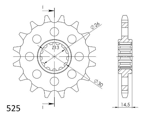 Supersprox quieto pignone 525 - 15Z - quieto, gommato