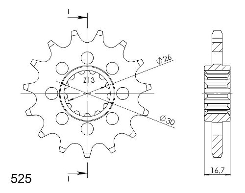 Supersprox quieto pignone 525 - 15Z - quieto, gommato