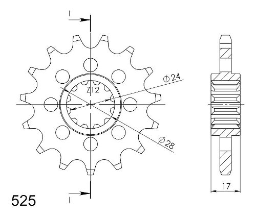 Supersprox quieto pignone 525 - 15Z - quieto, gommato