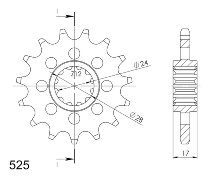 Supersprox silent Pinion 525 - 15Z - silent, gummed