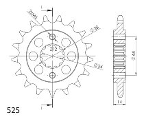 Supersprox Silent Ritzel 525 - 17Z - Silent, gummiert