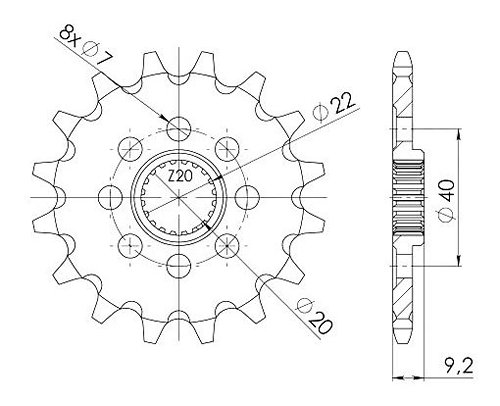 Supersprox Pinion 520 - 14Z - fine toothed 19,5/22,0