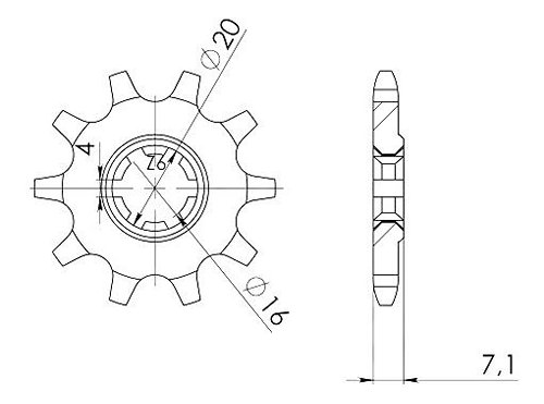 Supersprox Pinion 520 - 10Z - rough toothed 16,0/20,0