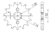 Supersprox Ritzel 428 - 14Z - grobverzahnt 16,0/20,0