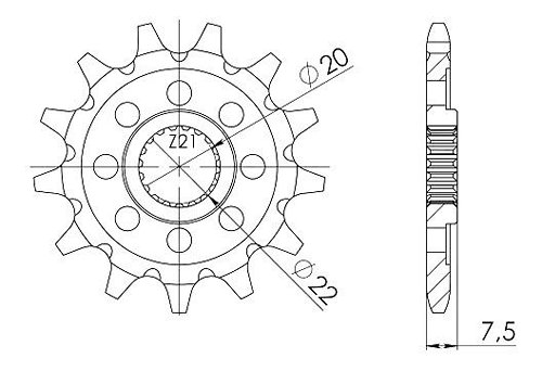 Supersprox Pinion 428 - 15Z - rough toothed 16,0/22,0