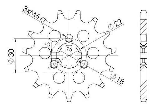 Supersprox Pinion 520 - 12Z - rough toothed 18,0/22,0