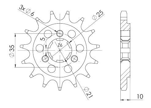 Supersprox Pinion 525 - 14Z - rough toothed 21,4/25,0