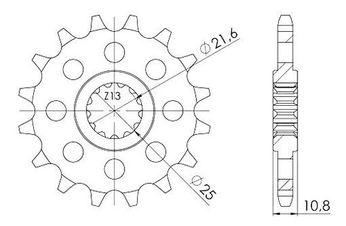 Supersprox pignone 525 - 15Z - a denti stretti 21,6/25,0