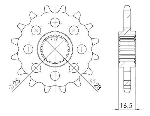 Supersprox Ritzel 525 - 16Z - feinverzahnt 25,0/28,0