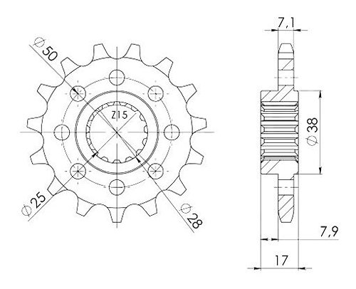 Supersprox Pinion 525 - 16Z - fine toothed 25,0/28,0