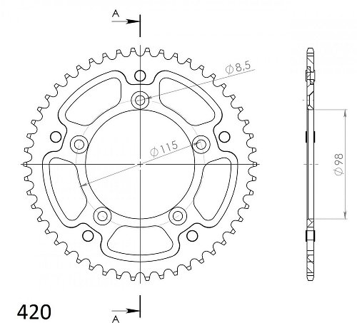 Supersprox Stealth Chain wheel 420 - 46Z (black)