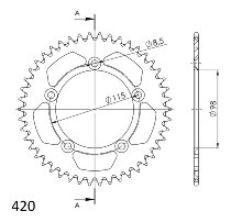 Supersprox aluminium roue d`entrainement 420 - 46Z (or)