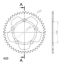 Supersprox aluminio rueda de cadena 420 - 47Z (negro)