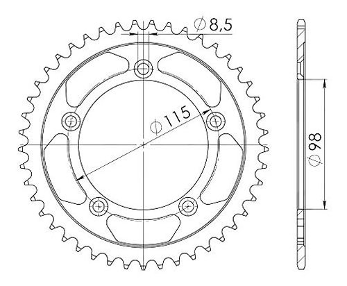 Supersprox Steel Chain wheel 420 - 48Z (black)