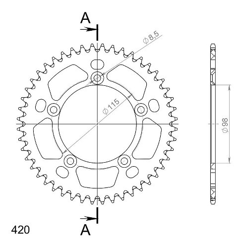 Supersprox Aluminium Chain wheel 420 - 48Z (black)