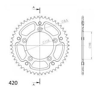 Supersprox Stealth rocchetto per catena 420 - 48Z (nero)