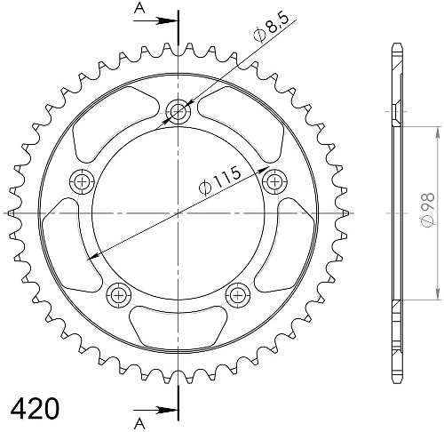 Supersprox Steel Chain wheel 420 - 49Z (black)