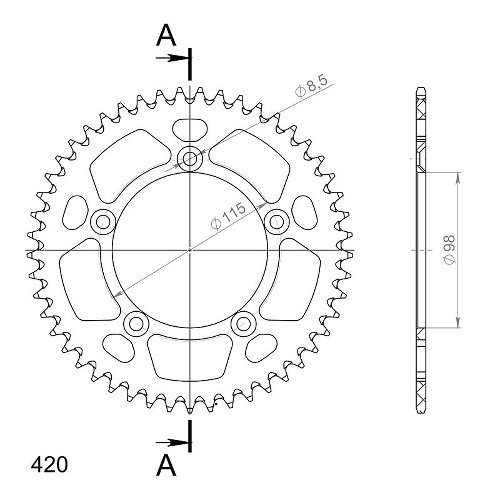 Supersprox aluminium roue d`entrainement 420 - 49Z (bleue)