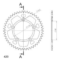 Supersprox aluminium roue d`entrainement 420 - 49Z (or)