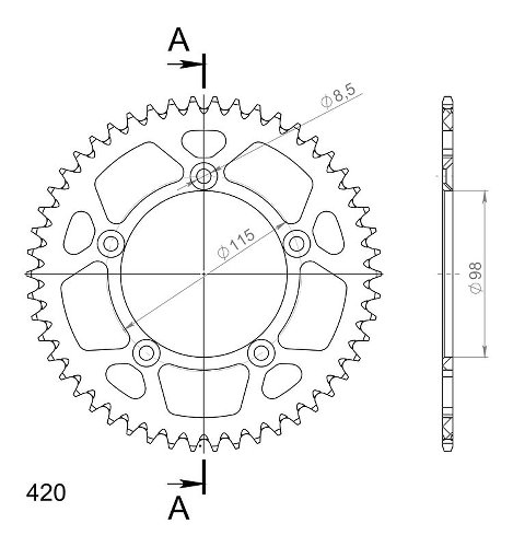 Supersprox aluminio rueda de cadena 420 - 50Z (azul)