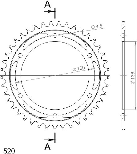 Supersprox acciaio rocchetto per catena 520 - 41Z (nero)