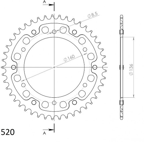 Supersprox Stealth rocchetto per catena 520 - 42Z (oro)