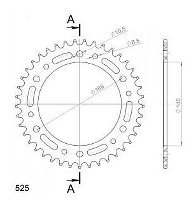 Supersprox aluminio rueda de cadena 525 - 42Z (negro)