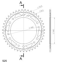 Supersprox acero rueda de cadena 525 - 44Z (negro)